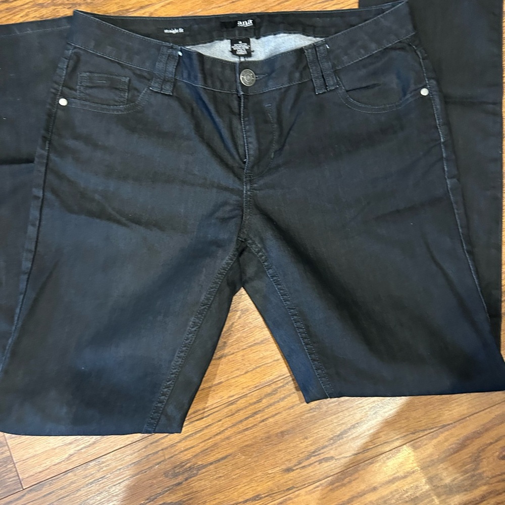 a.n.a Women's Dark Black Straight Leg Jeans